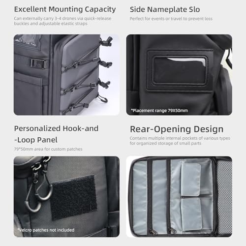 HGLRC B2 FPV Drone Backpack Case Shoulder Bag for FPV Racing Quadcopter Drone and Parts (Black-grey)