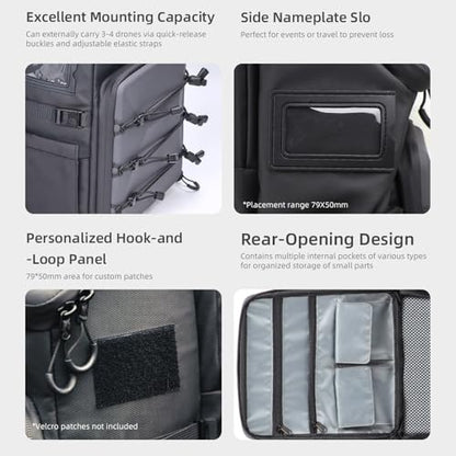 HGLRC B2 FPV Drone Backpack Case Shoulder Bag for FPV Racing Quadcopter Drone and Parts (Black-grey)