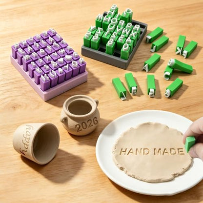 Alphabet Stamps Set for Clay | 74Pcs 1/2"/12.7mm Pottery Letter Stamps