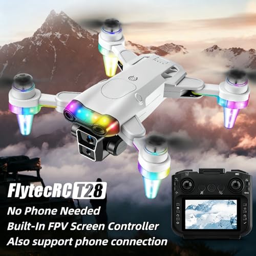 Drones for kids 8-12 with camera – Drone with camera for kids & Beginners, Mini kids drone with Fancy LED Lights, 4.3" Built-In FPV Screen, Three Batteries, Indoor & Outdoor Toy Gift (G) - size: G