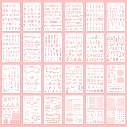 ZLFSRQ 1/2 Inch Letter Stencils for Painting, 24 Pack Planner Templates - color: 24Pcs