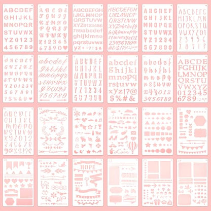 ZLFSRQ 1/2 Inch Letter Stencils for Painting, 24 Pack Planner Templates - color: 24Pcs