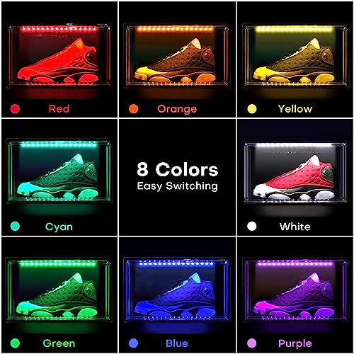 Oltraman LED Smart Shoe Boxes Display Case, Stackable Storage Organizers - color: Black