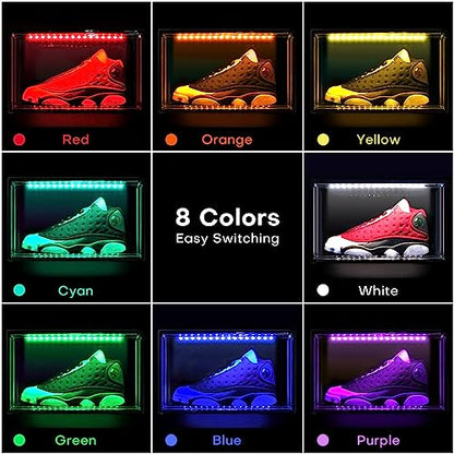 Oltraman LED Smart Shoe Boxes Display Case, Stackable Storage Organizers - color: Black
