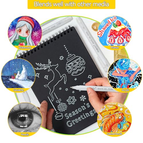 PANDAFLY White Gel Pens, 1mm Fine Point, 5 Pack - color: White