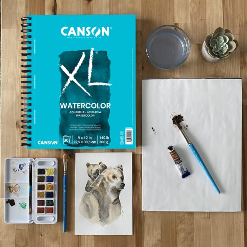 Canson XL Watercolor Pad, 140lb, Wire Bound, 36 Sheets, 9 by 12 Inches - size: 9x12