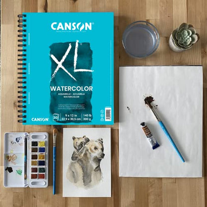Canson XL Watercolor Pad, 140lb, Wire Bound, 36 Sheets, 9 by 12 Inches - size: 9x12