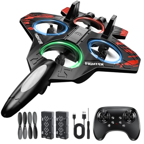 Foam Remote Control Airplanes, RC Planes with Light, RCAirplane Fighter Jet for Kids Adults 8-16, 360° Flip, Stunt Roll,Drones for Kids 8-12, Airplane Toy Gifts for Kids Boys(Red) - color: Red