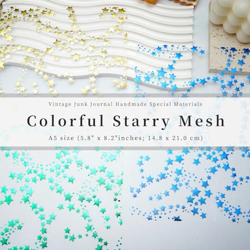 Colorful Textured Fabric Paper(star mesh, Close to A5 size) - color: star mesh
