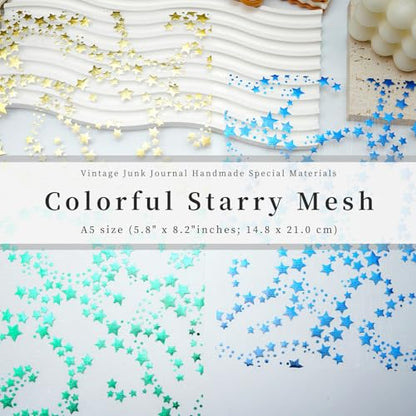 Colorful Textured Fabric Paper(star mesh, Close to A5 size) - color: star mesh