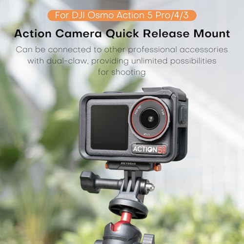 REYGEAK Quick Release Adapter for DJI OSMO 360/Action 5Pro/4/3,Magnetic Clamp Mount with Dual-Claw for DJI OSMO Action Accessories(One Pack)