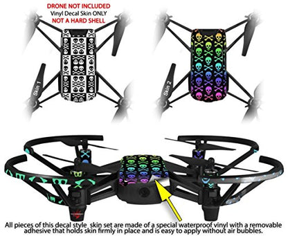 Skin Decal Wrap 2 Pack Compatible with DJI Ryze Tello Skull and Crossbones Pattern Bw Drone NOT Included