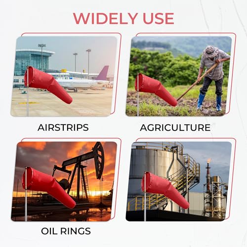 8" Diameter x 36" Long Heavy-Duty Nylon Windsock – UV & Weather Resistant – Ideal for Airport Runways, Helipads, Oil Rigs, and Industrial Sites – Durable Polyurethane Coated Fabric - Made in USA - color: Red Berry (8" Diameter X 36" Long)