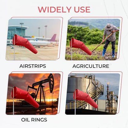8" Diameter x 36" Long Heavy-Duty Nylon Windsock – UV & Weather Resistant – Ideal for Airport Runways, Helipads, Oil Rigs, and Industrial Sites – Durable Polyurethane Coated Fabric - Made in USA - color: Red Berry (8" Diameter X 36" Long)