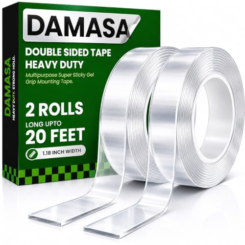 DAMASA Strong Double Sided Tape Heavy Duty, Nano Tape, 1.18" x 240" (20 Ft) - size: 1.18" x 20 Feet
