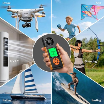 4 in 1 Digital Wind Speed Anemometer Handheld with 6 Units