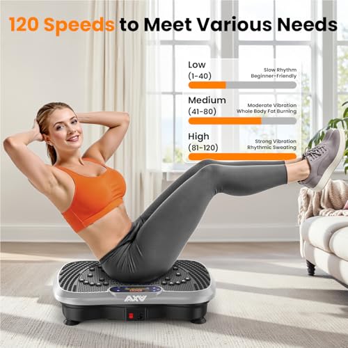 AXV Vibration Plate Exercise Machine Fitness Platform Body Vibrating Board - color: SLIM.SILVER