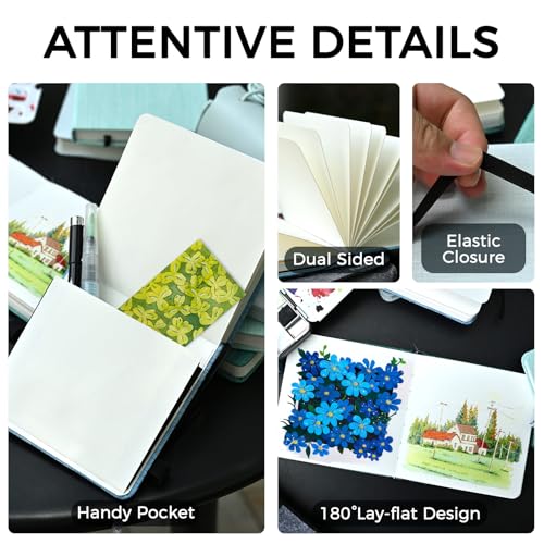 Funto Hot Press Watercolor Journal 2-Pack, 4.7x4.7, 100% Cotton Light Green - color: Light Green