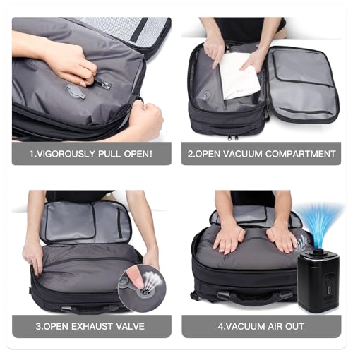 BANGE Air Compression System Backpack with electronic scaleVacuum Compression Travel Backpack,Expandable Backpacks with Pump for Airplanes (With Air Pump) - style: With Air Pump