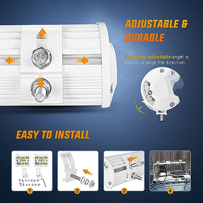 Nilight Marine LED Light Pods 2PCS 4 Inch White for Boat Deck Truck Tractor - color: 2Pcs White Shell with White Light