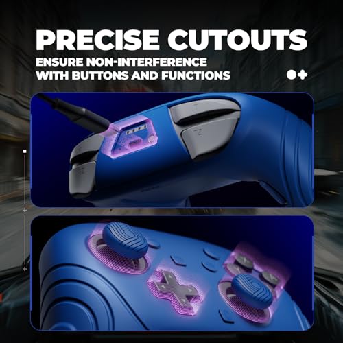PlayVital for Nintendo Switch 2 Pro Controller Silicone Cover – Samurai Edition Protective Skin Case for Switch 2 Pro Controller with Back Button Caps & Thumb Grips & Stickers, Shockproof - Blue - color: Blue