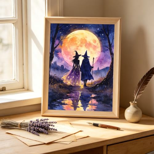 5D Halloween Diamond Painting Kits for Adults, Witch Diamond Art Kit - color: KM1133-1