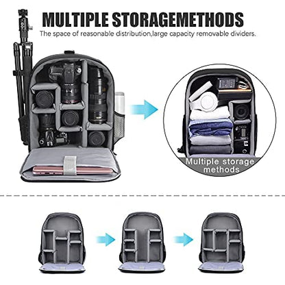 Cwatcun Camera Trolley Bag, Rolling DSLR Case with Removable Cart - color: Black, size: 5.0 Large