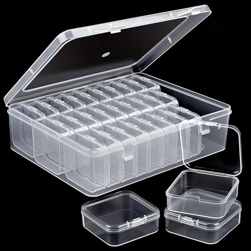 Huacan 30 Grid Diamond Painting Storage Containers, Transparent Bead Organizer Stackable Plastic Storage Boxes for DIY Crafts, Jewelry, Fuse Beads Accessories