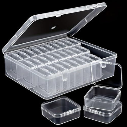 Huacan 30 Grid Diamond Painting Storage Containers, Transparent Bead Organizer Stackable Plastic Storage Boxes for DIY Crafts, Jewelry, Fuse Beads Accessories
