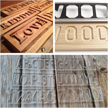 Uppercase Letter and Number Router Template for Woodworking 1/4'' Thick DIY Sign Making Clear Plastic Acrylic Inlay Templates Set