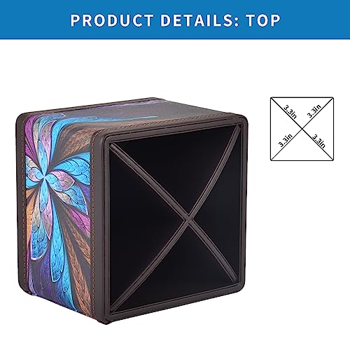 Square Leather 360°Rotatable Pencil Holders,Remote Control Holder,Spinning Bedside TV Remote Caddy,Desktop Organizer for Pen,Media Controller,Phone,Glasses,Office Supplies Storage Box(Blue)