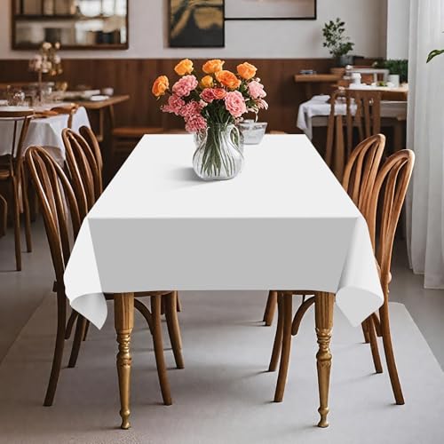 54IN X 160FT Plastic Table Cover Roll with Cutter Box, Cut to Size Plastic Table Cloths for Parties, Birthday, (White, 54"x1920") - color: White, size: 1920" x 54" (Rectangular)