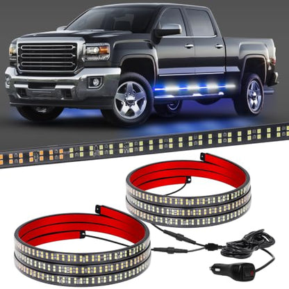 XRIDONSEN 2-Pack 70-inch Blue White Emergency Lights Running Board Lights - color: Blue/White