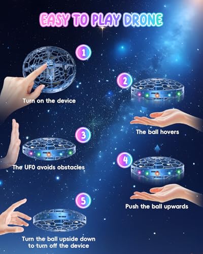 Hand Operated Drone for Kids or Adults,360° Hands UFO Drone - color: Blue