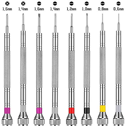 Chumia 8 Pieces Precision Jewelers Screwdriver Set, Micro Watch Repair - size: 0.6-1.6 mm, style: Flathead, Phillips