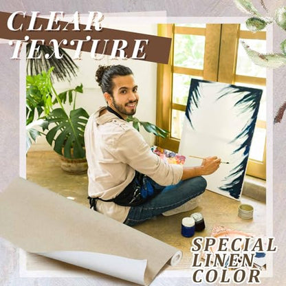 Kinlop 36 Inch X 20 Feet Double Primed Cotton Canvas Roll, Linen Beige - color: Linen Beige, size: 36 Inch X 20 Feet