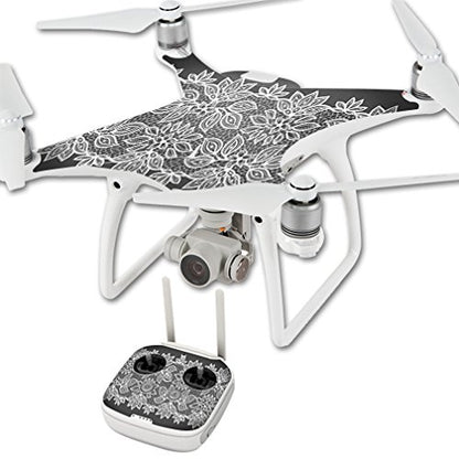 MightySkins Skin Compatible with DJI Phantom 4 Quadcopter Drone wrap Cover Sticker Skins Floral Lace