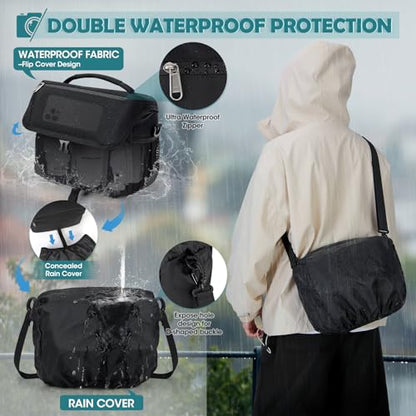 RAINSMORE Camera Bag, DSLR SLR Mirrorless Camera Case for Photographer - color: Black
