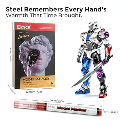 ZSCM Liquid Gloss Metallic Markers, 6 Colors 3D Models Paint Pens - color: 6 Packs-Metallic