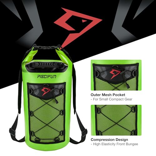 Piscifun Dry Bag, Waterproof Floating Backpack 10L/20L/30L/40L - color: Light Green, style: 30l