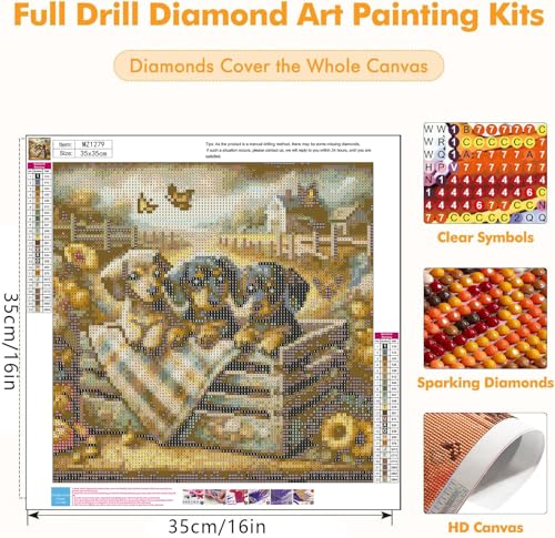 Axquilon Dog Diamond Art Kits for Adults 14x14 inch - color: Dachshund