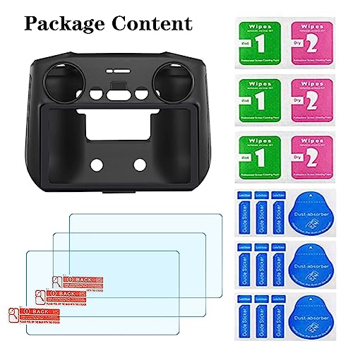 Screen Protector (3+1Pack) Compatible with DJI Mini 3/Mini 3 Pro,Mavic 3 RC Remote Controller, Tempered Glass Film Anti-Scratch High Definition Full Coverage and Soft Protective Silicone Case