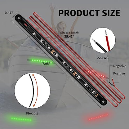 RVZONE Boat Red & Green Bow Navigation Lights, IP67 LED Marine Deck Light - color: 7.8 inch/Red and Green/black shell