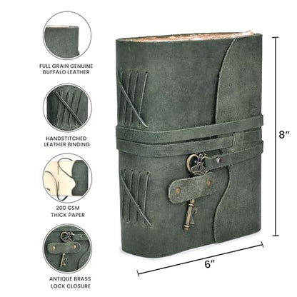 LEATHER VILLAGE Leather Journal For Men Key Lock, Teal 8x6. - color: Aqua, size: 8"X6"