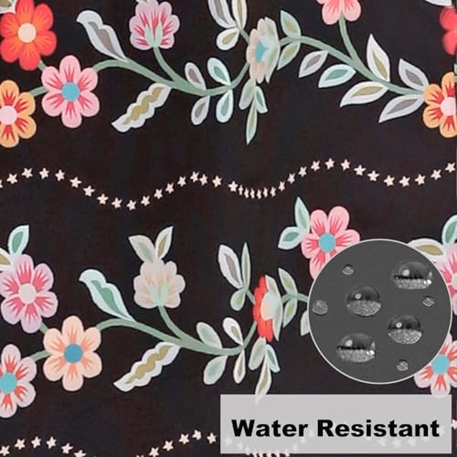 Plus Size Adjustable Bib Apron Water Resistant Canvas Extra Wide Long Ties Aprons with 2 Pockets Kitchen Cooking Gardening - color: Floral Wave Pattern