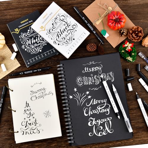 Dual Tip Black Acrylic Calligraphy Pens, Hand Lettering Pen - color: Black