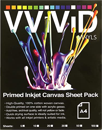 VViViD Inkjet Canvas 100% Real Printable Cotton LTR 8.5 X 11 125lbs. 340gsm 17mil (10 sheets)
