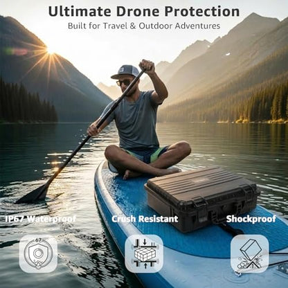 Waterproof Carrying Case for DJI Air 3S Fly More Combo, Hard Protective Case for Air 3S Drone, RC2 Controller, Batteries, Charging Hub and Accessories, Shockproof Dustproof Travel Storage Case
