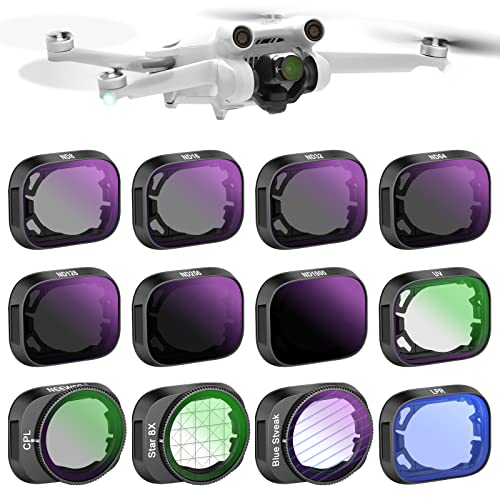 NEEWER ND Filter Set Compatible with DJI Mini 3 / Mini 3 Pro, ND8/16/32/64/128/256/1000 + UV + CPL + Blue Anamorphic + LPR + Star Effect Filter, Aerial Video Photography Accessories - size: Mini 3Pro, style: 12 Packs ND/CPL/UV/Effect Filter