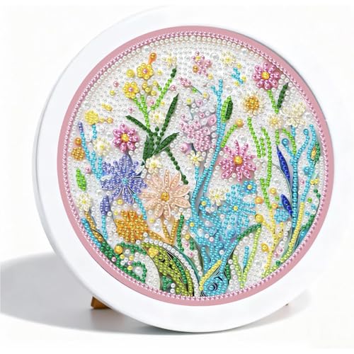 WEMEON Flowers Diamond Art Kits for Kids with Frame 7x7 inch - color: Flower03
